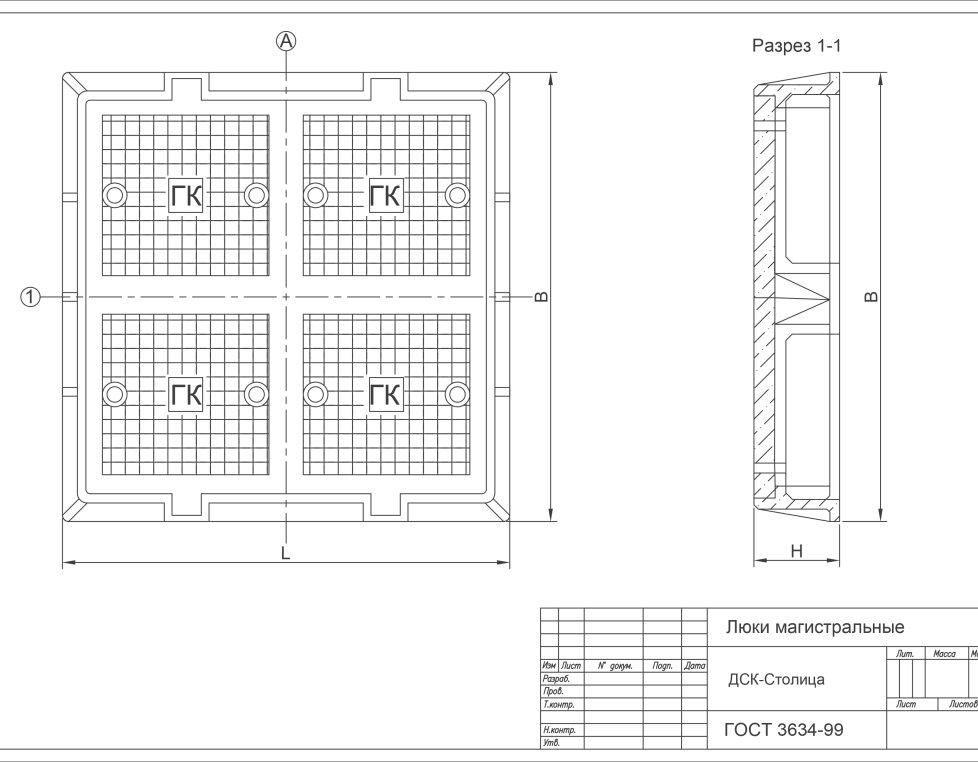 Люк ЛКЗ 4-х секционный 1150х1150